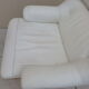 Fauteuil relax lounge et ottoman cuir blanc  palissandre