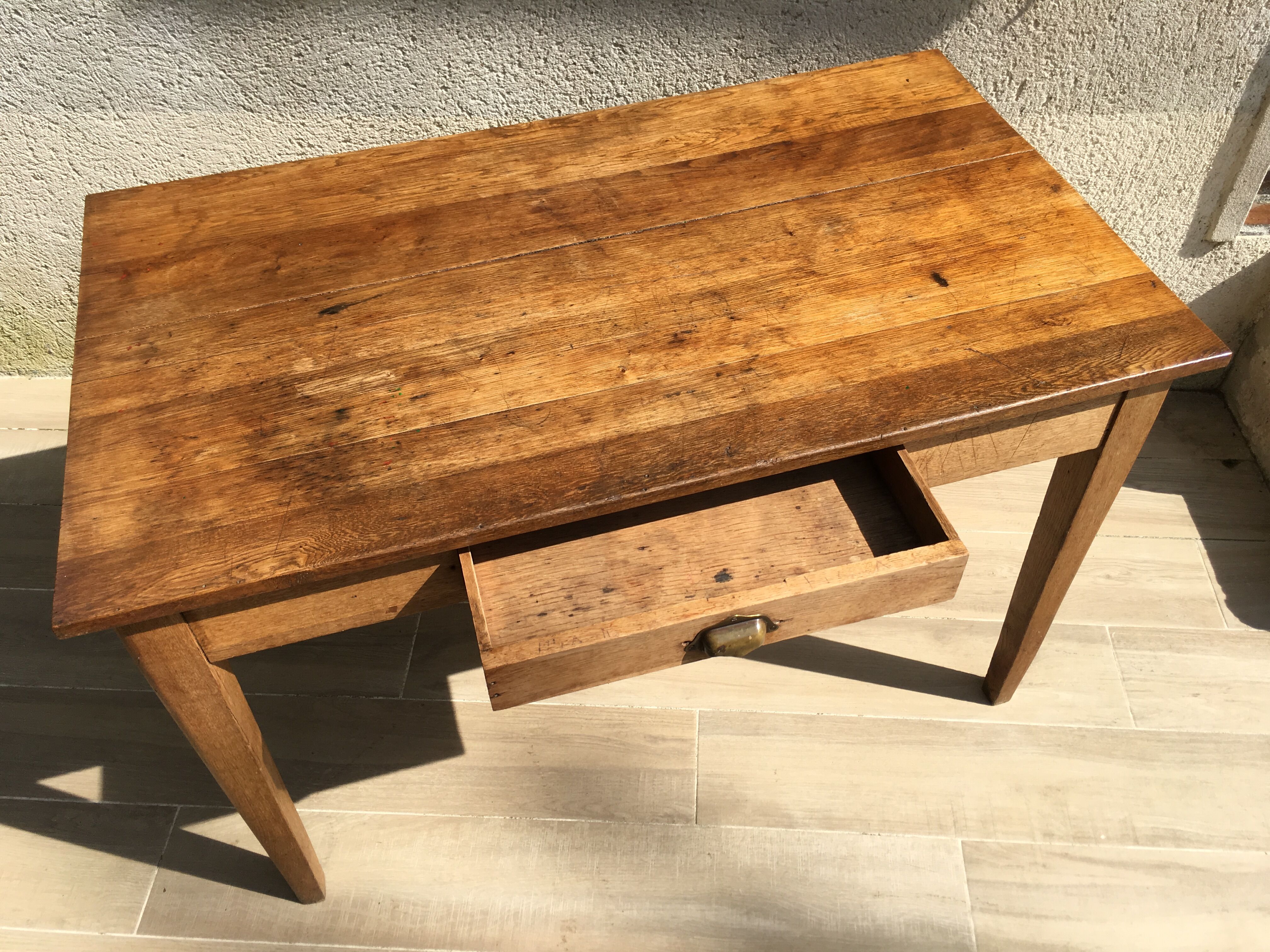 Table in solid oak, 50s