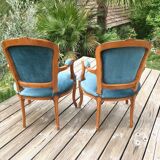 Louis XV-style basket bed and 2 convertible armchairs