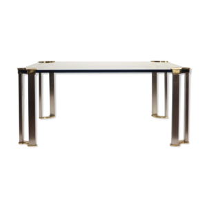 Table basse en bronze & verre trempé