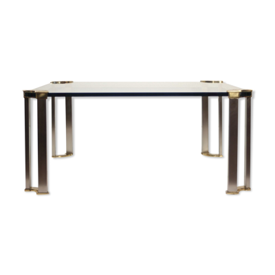 Table basse en bronze & verre trempé par Peter Ghyczy, 1970s