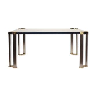 Bronze coffee table - tempered glass by Peter Ghyczy, 1970s