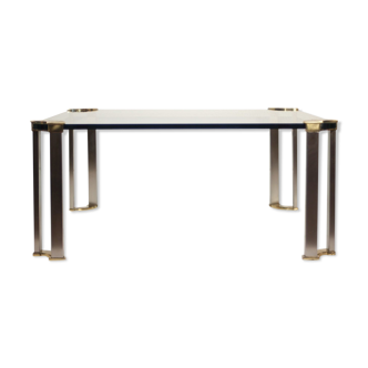 Table basse en bronze & verre trempé par Peter Ghyczy, 1970s