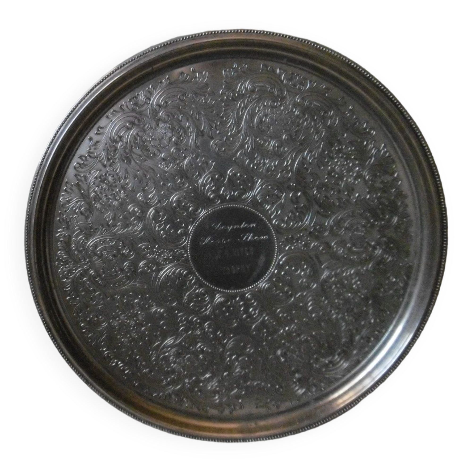 English trophy silver metal tray