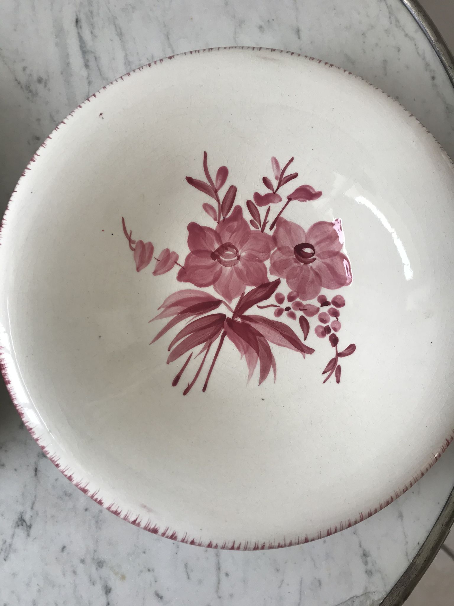 Duo de plats de service longchamp roses années 30-40