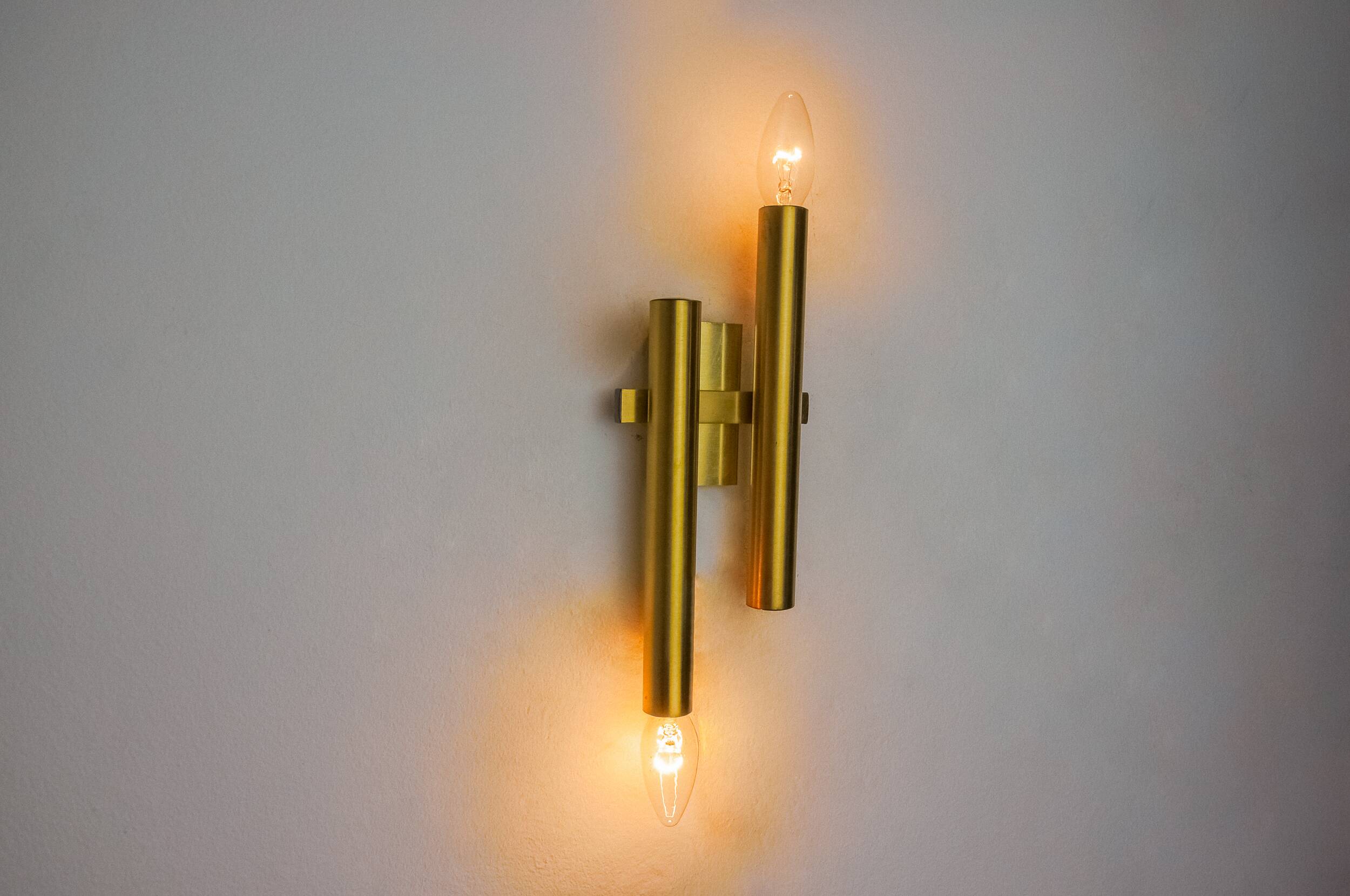 Tubular wall lamp by Maison Sciolari, 2 lights, Italy, 1970