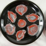 6 assiettes à huîtres 1950/60 style Majolique