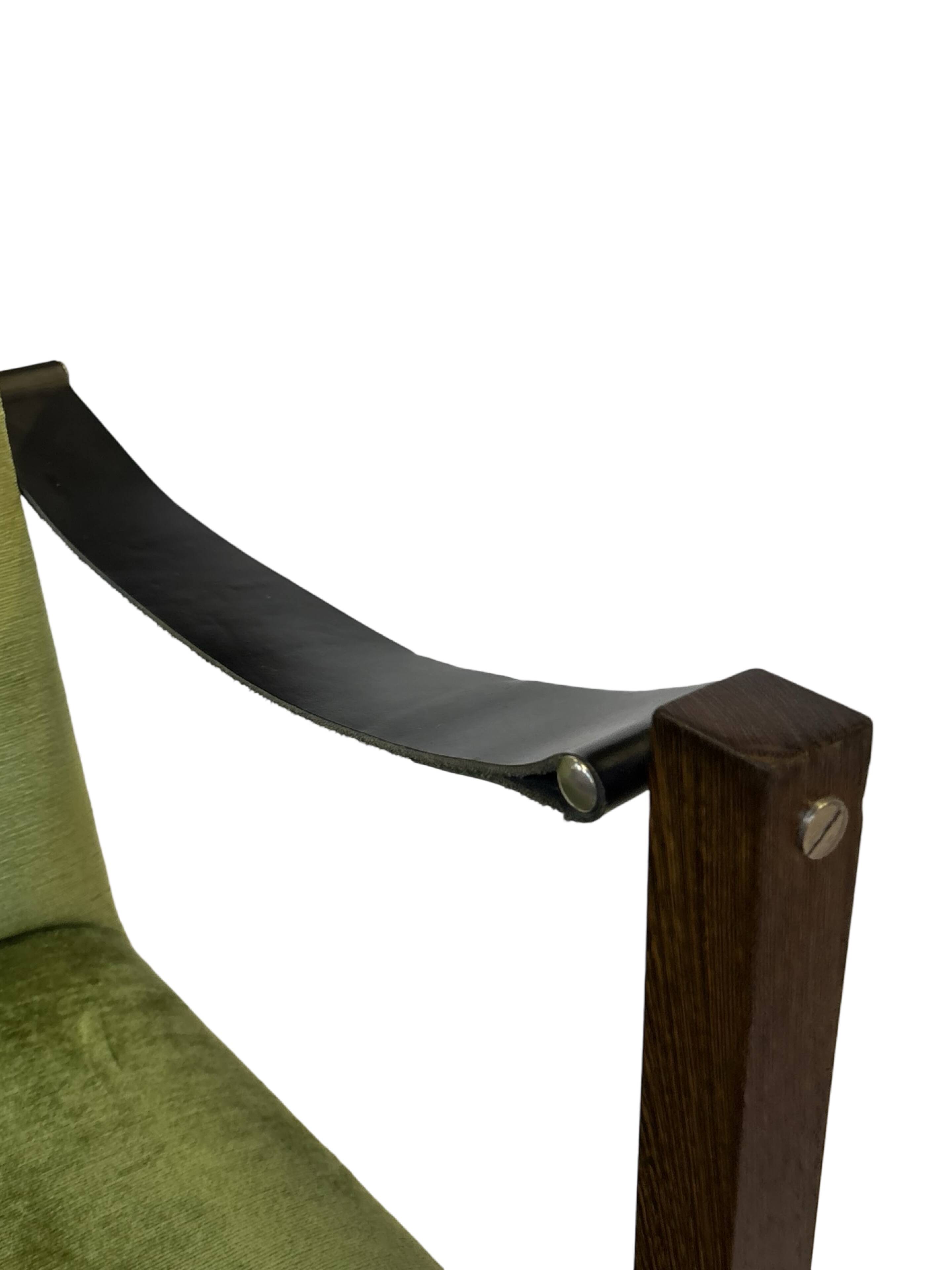 Vintage armchair solid wenge design 60s leather armrests design