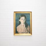 vintage gold frame with portrait of crying girl by Bragolin