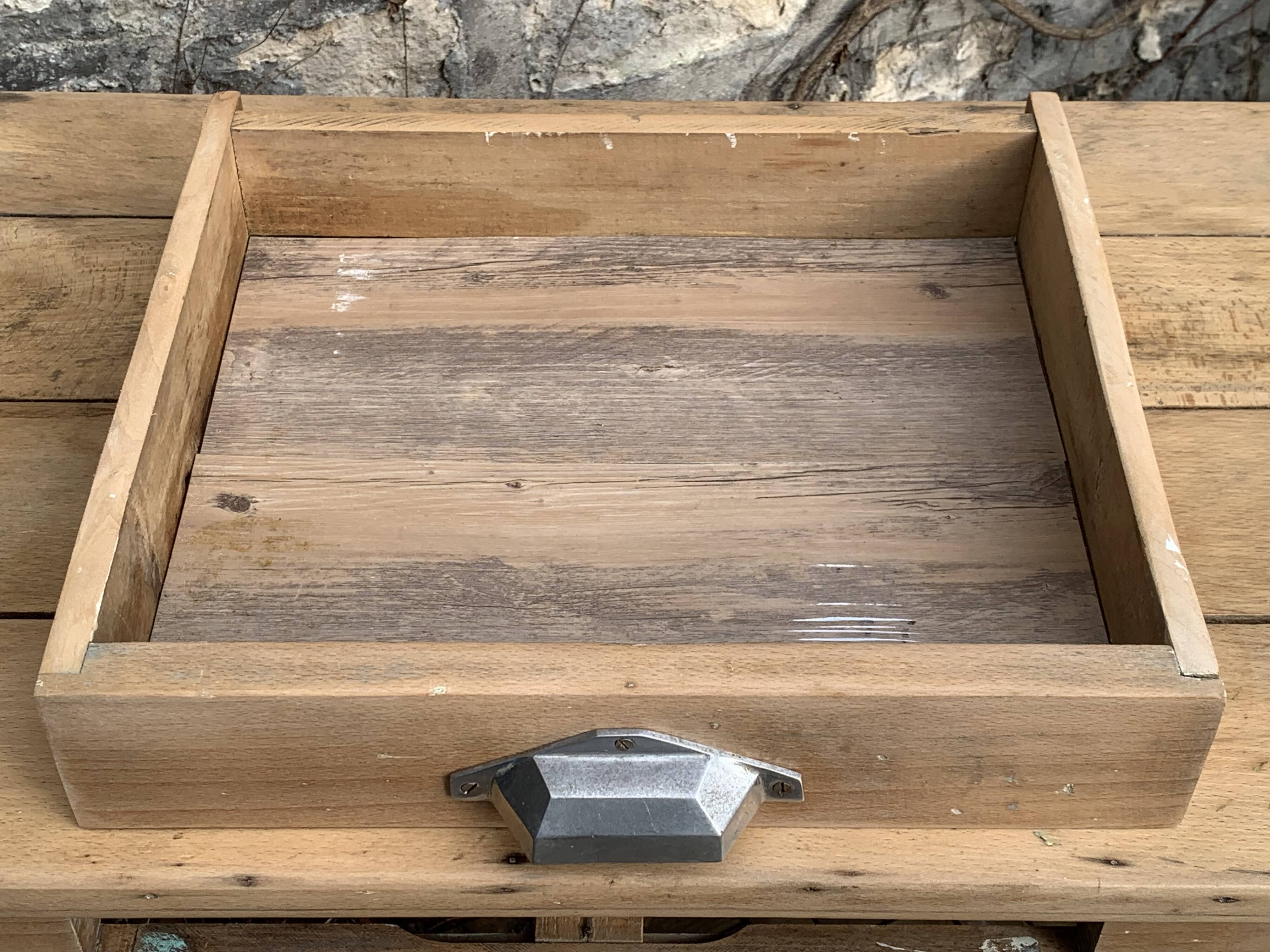 Art Deco farmhouse table in raw wood
