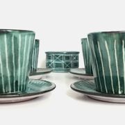 Tasses à café avec soucoupes et sucrier Robert Picault Vallauris 1950/60
