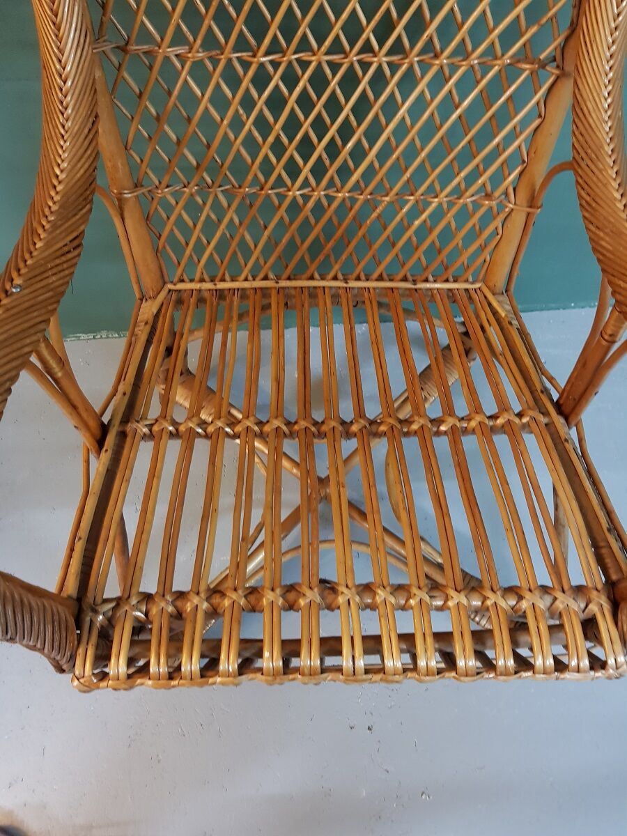 Old  Dutch Braided Wicker/Rattan Armchair.