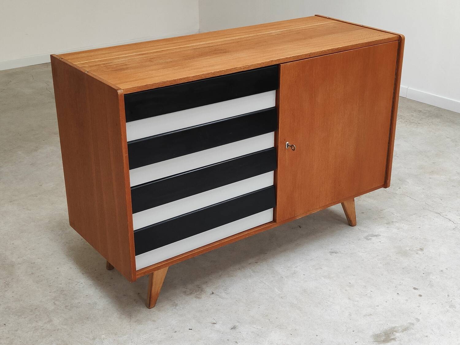 U-458 black and white sideboard by Jiri Jiroutek for Interier Praha