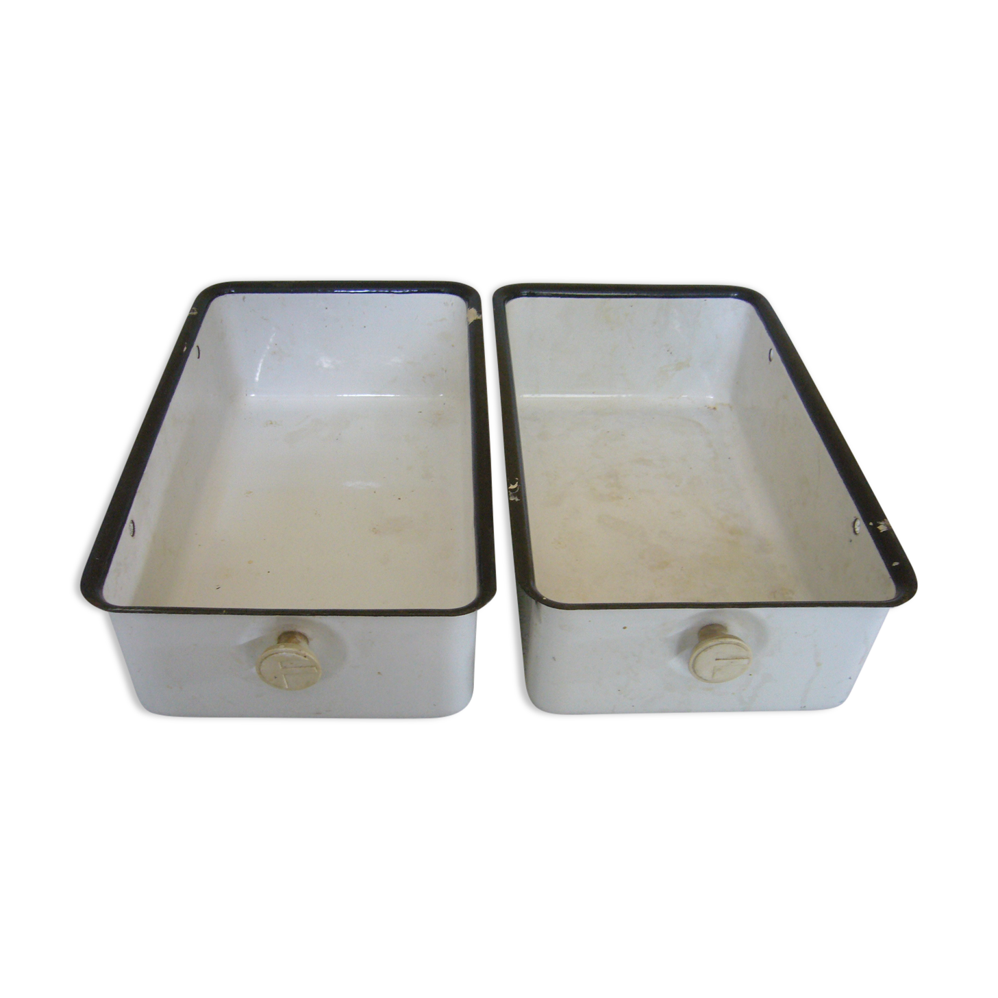 Pair of enamelled tole trays 20/30s