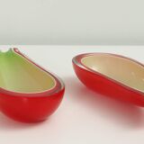Pair of Fratelli Toso bowls in the shape of an aubergine, Murano, Italy, 1950s.