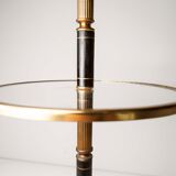 Ashtray on feet 60s gold, glass and leather