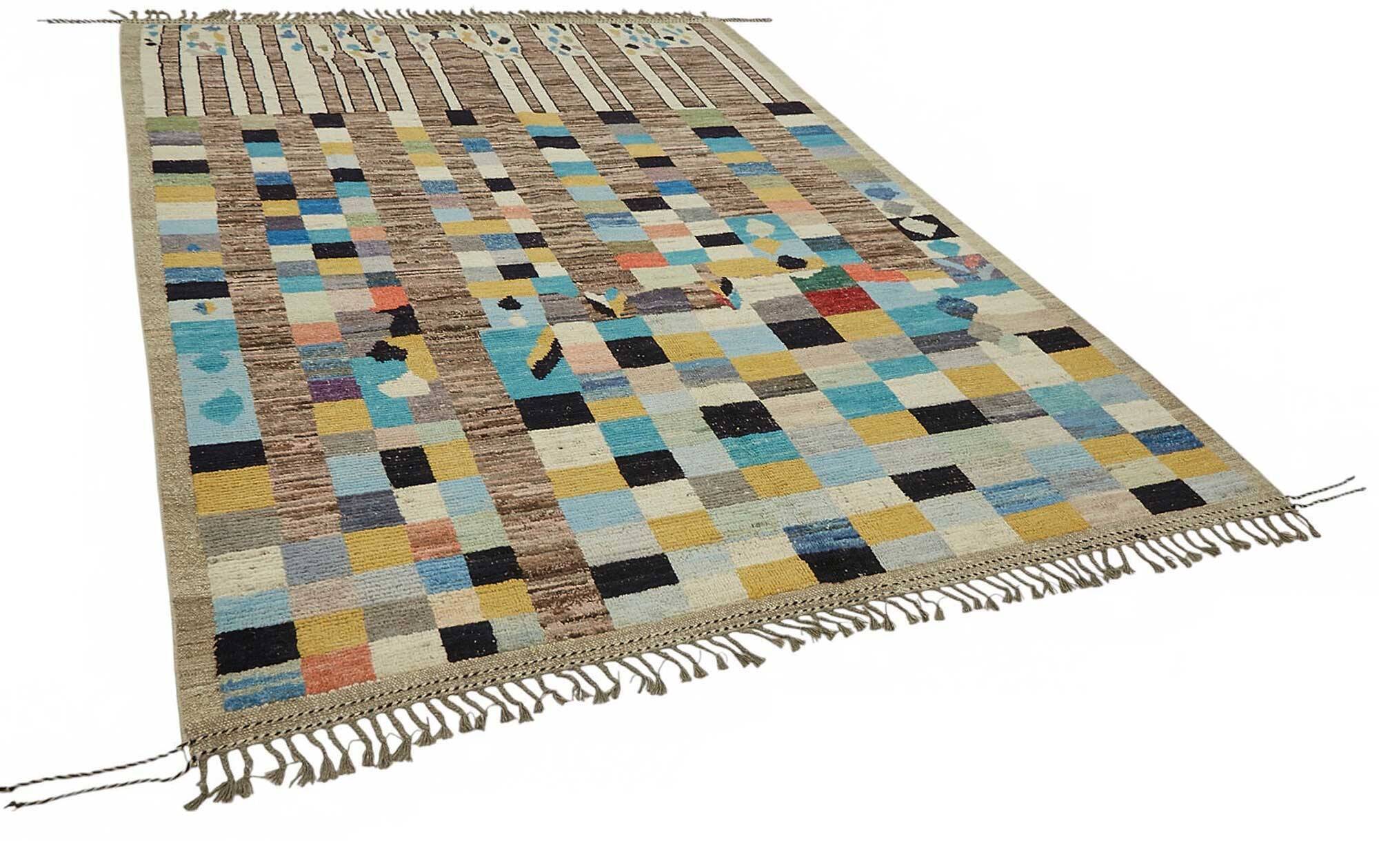 Handwoven Tribal One of a Kind 201 cm x 297 cm Multicolor Wool Carpet