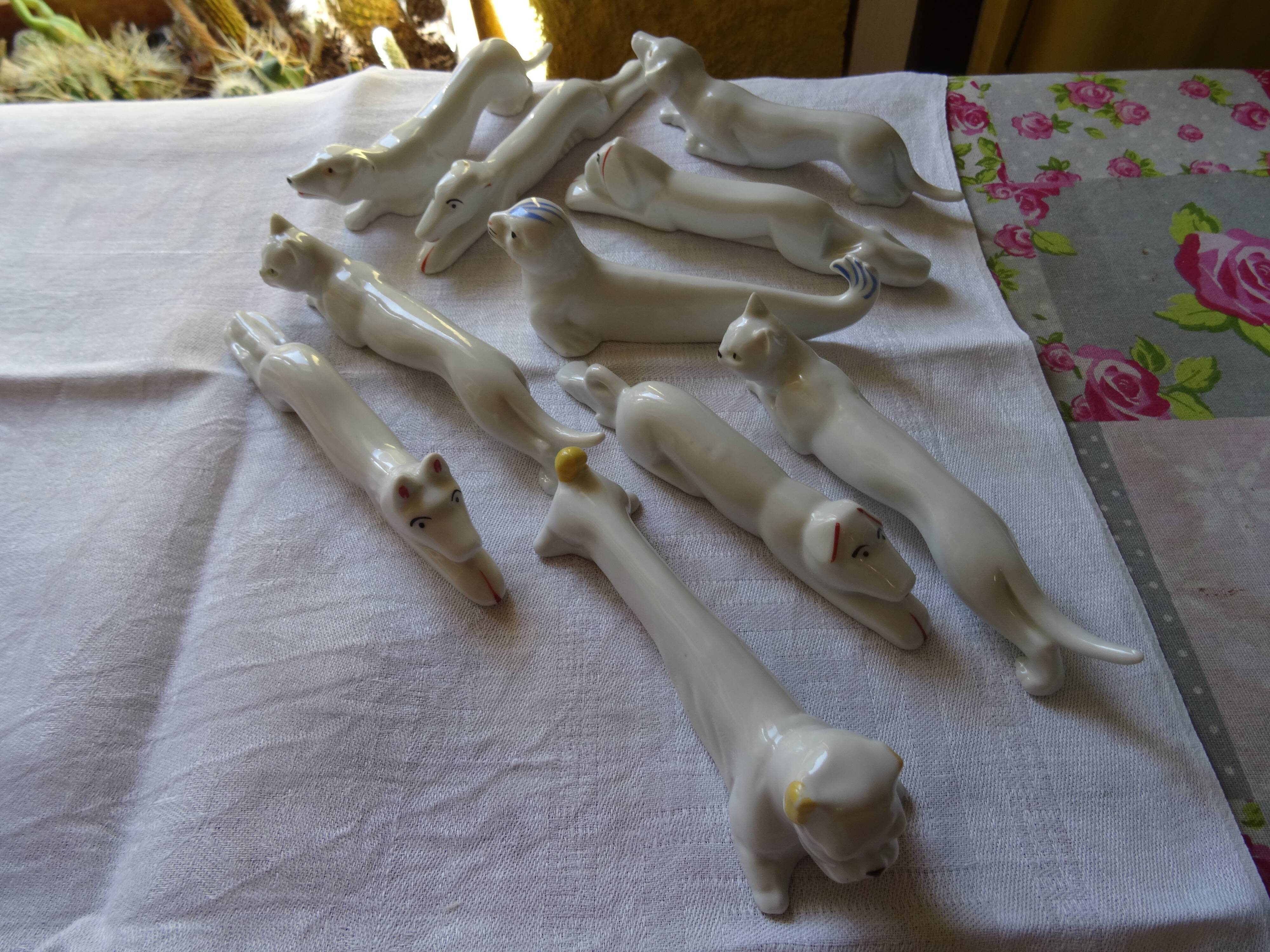 Art Deco animal knife holders