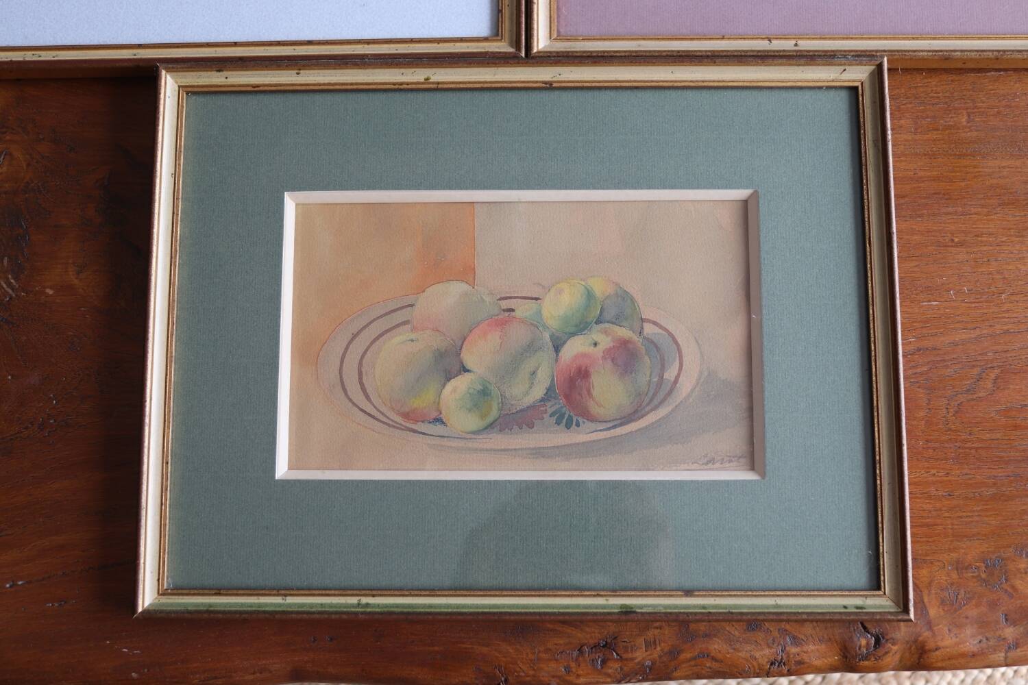 Framed watercolor - Still life with fruit (signed Lenot, 1945)