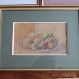 Framed watercolor - Still life with fruit (signed Lenot, 1945)