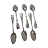 Suite of 6 small silver dessert spoons, medallion decoration