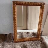 Miroir tressé rotin vintage