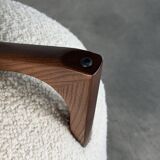 TOTEMO stools by FORME with ivory Dedar bouclé upholstery and walnut legs.