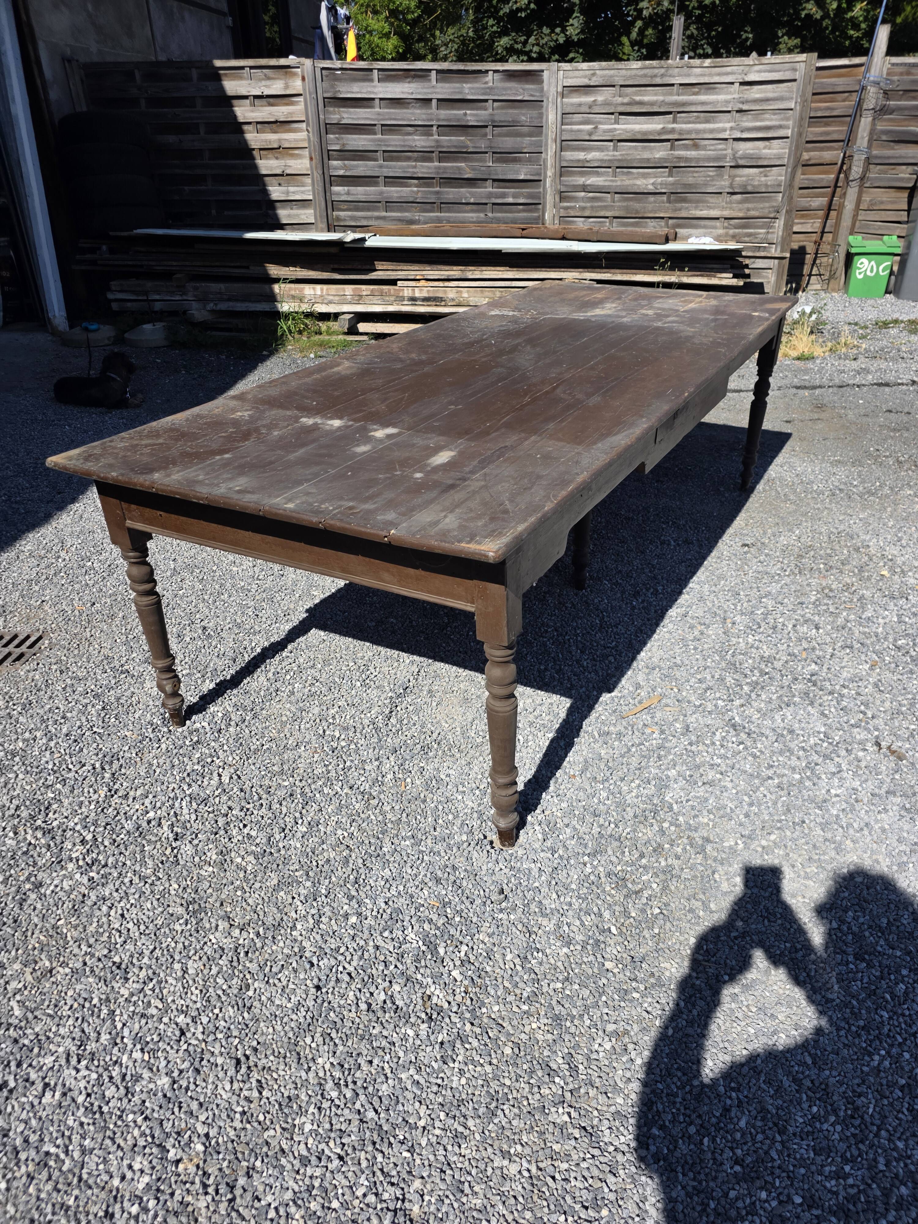 Table de ferme ancienne XXL , 268 × 110cm