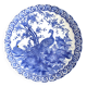 Plat porcelaine japonaise oiseaux bleus