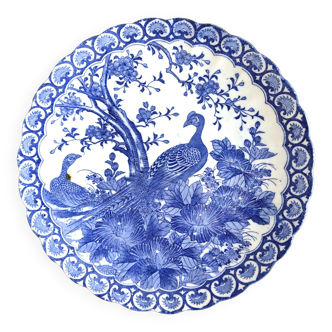 Plat porcelaine japonaise oiseaux bleus