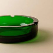 Emerald Green Glass Ashtray, Minimal Mid-Century Italian Design, 1970s Vintage Table Decor
