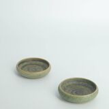 Set of 2 modern Scandinavian collection bowls in sandy brown stoneware by G. Borg.