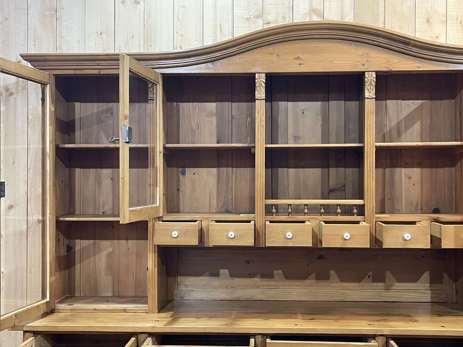 Cabinet 2 bodies in fir from eastern europe, work of the 1970s