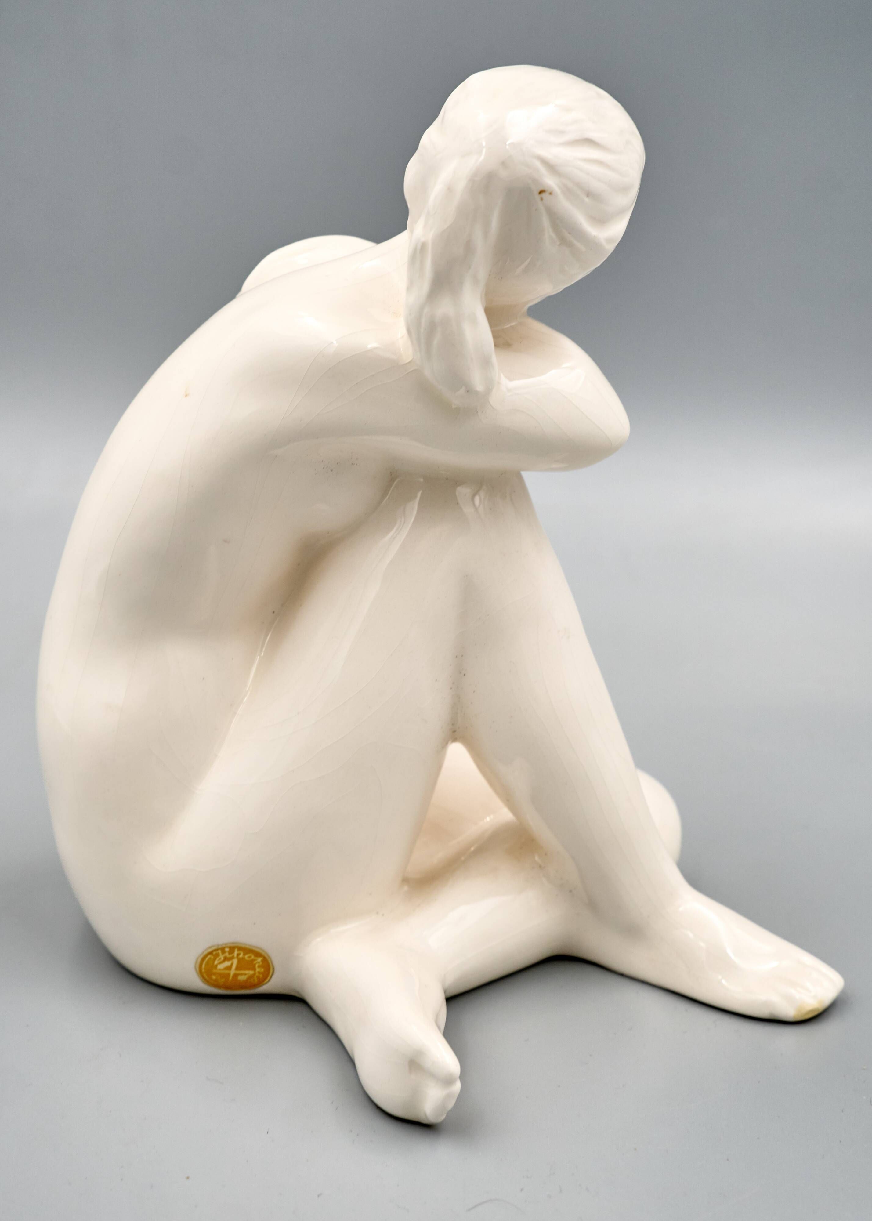 Ceramic Woman Figure, Jihokera Bechyně, 1960s Czechoslovakia