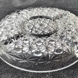 Glass top with 5 compartments with its silver metal support with 2 wooden handles