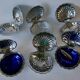 Shell pocket in silver metal and blue glass interior from the 60s and 70s