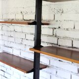 1950s mid-century wall unit teak and iron folding desk & cabinet module