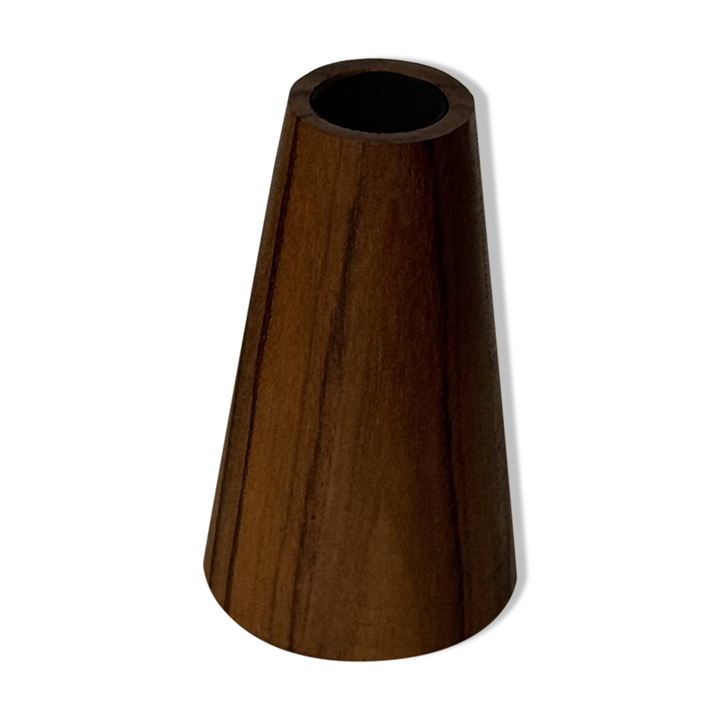 Conical circular candle holder in solid teak H10 D6