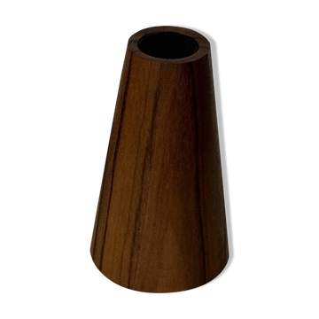 Conical circular candle holder in solid teak H10 D6