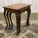 Set of 3 English walnut nesting tables from the 1950s