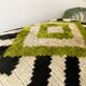 Velvet cushion Ikat diamond green