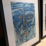 Cubist oil on paper signed Patrick Boudon circa 1970