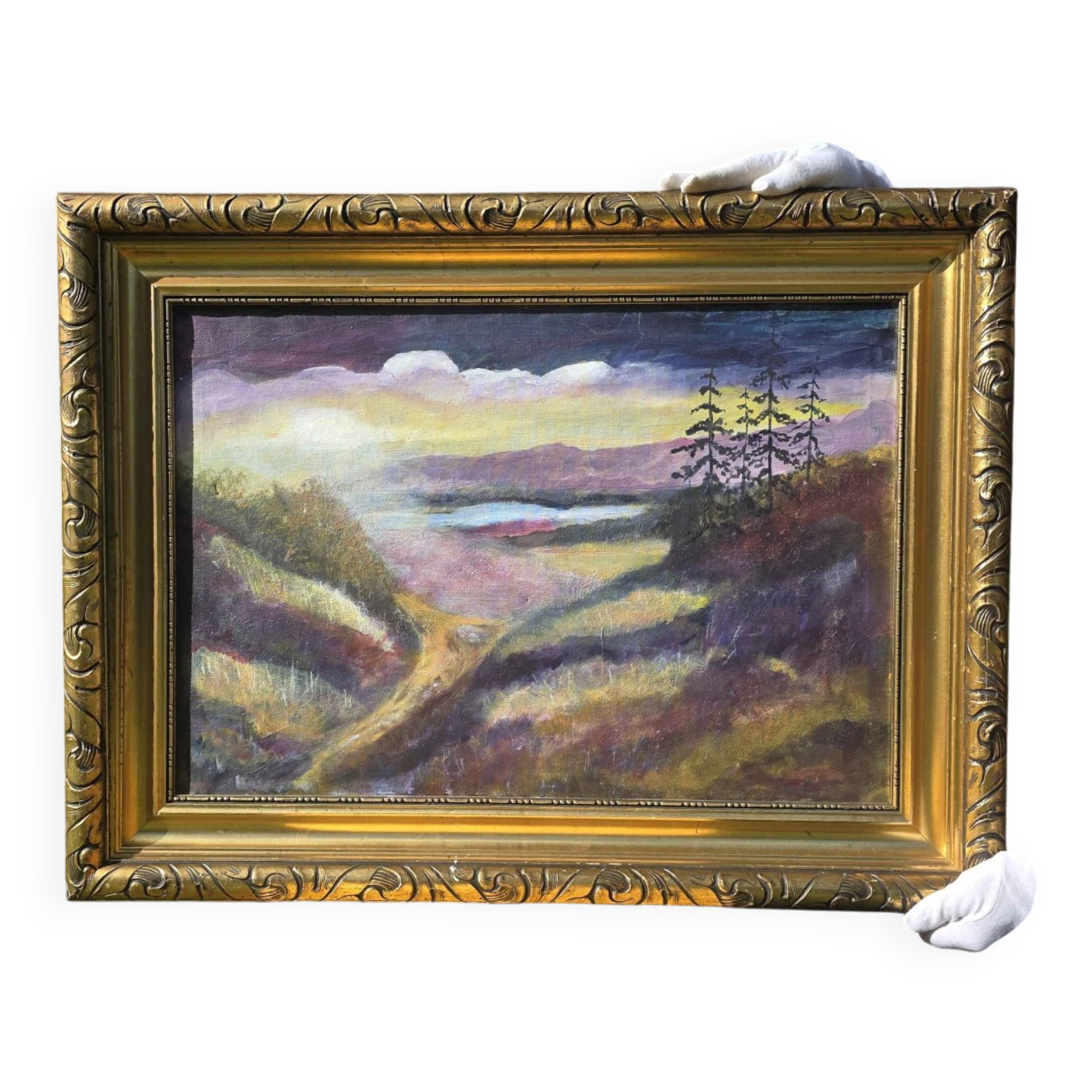 Vintage Moody Impressionist Oil Landscape Painting