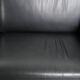3-seater black cow leather sofa in timeless Art Deco design