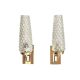 Pair of vintage wall sconces in molded glass and gilded brass