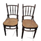 chaises de bistrot cannées de marque FISCHEL x 2