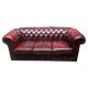 Three-seater burgundy burgundy leather chesterfield sofa