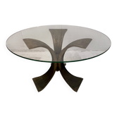 Table basse en verre et bronze, années 1960
