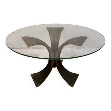 Mid-Century Glass And Bronze Coffee Table, 1960s
