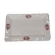 Rectangular dish in german porcelain white openwork bordered silver and old pinks